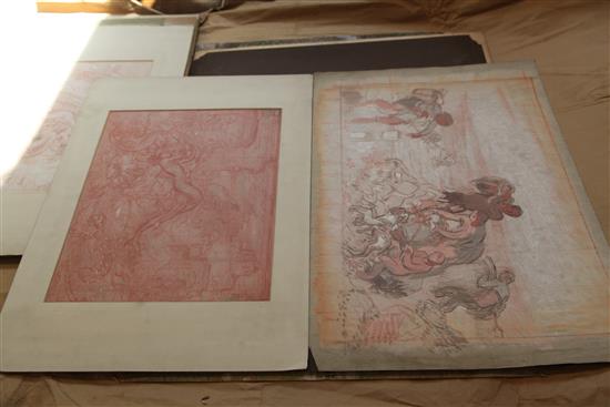 William Shackleton (1872-1933) Sunset Wings, Leda and the Swan and other studies Largest 27 x 20in. unframed.